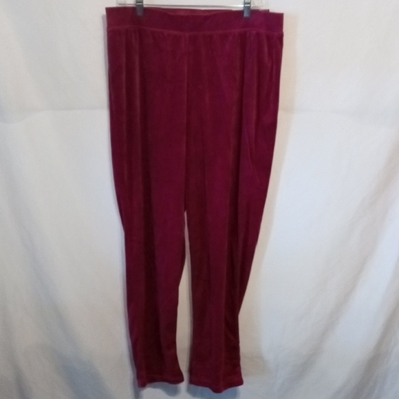 Faded Glory Pants - Faded Glory Rich Red Velour Wide Leg Pants